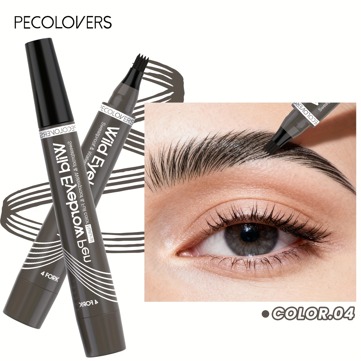 1pc Wild Eyebrow Pen, Resistant to Water and Sweat, Ideal for Natural-Looking Brows
