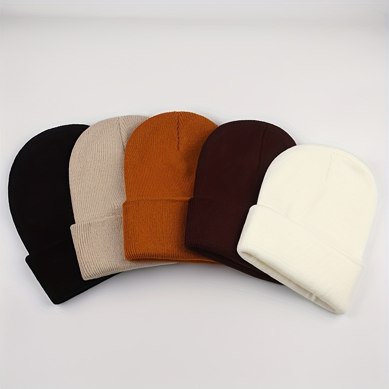 TEMU 5 Light Board Acrylic Knitted Hats, Outdoor In Autumn And Winter, Windproof Ear Protectors, Brimless Hats, Unisex Sizes, Trendy And Versatile,