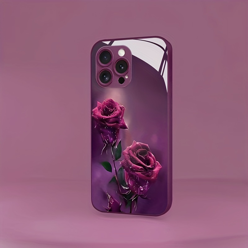 

Suitable For Ipone15/14/13/12/11/xsm/xr/xs/x/7 Mobile Phone Case Personalized Fashion Hd Flower Tempered Glass Anti-fall Protective Cover