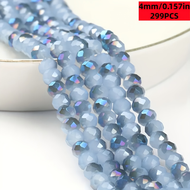 TEMU 299pcs Light Blue Artificial Jade Glass Beads Suitable For Jewelry Making - 4mm-8mm Spacers, Diy Necklace & Bracelet Beads, Wheel Beads For