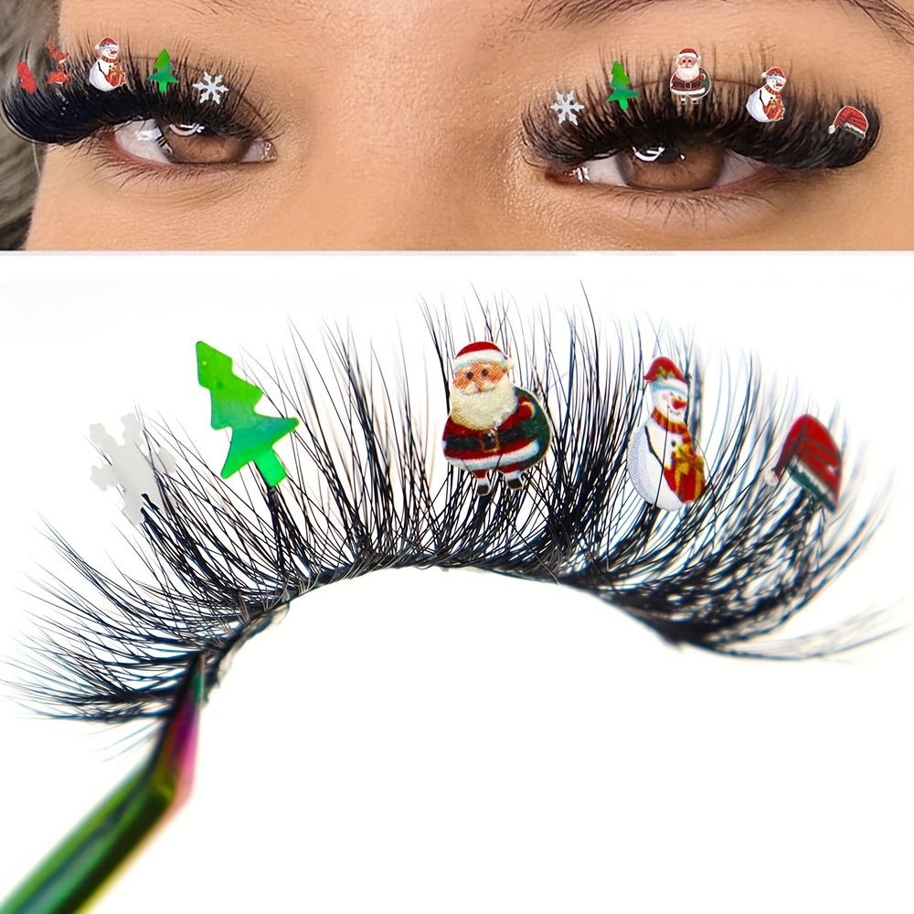 

Christmas False Eyelashes - Reusable, & Fluffy 3d Accents, -adhesive, - Squalane, For Christmas,