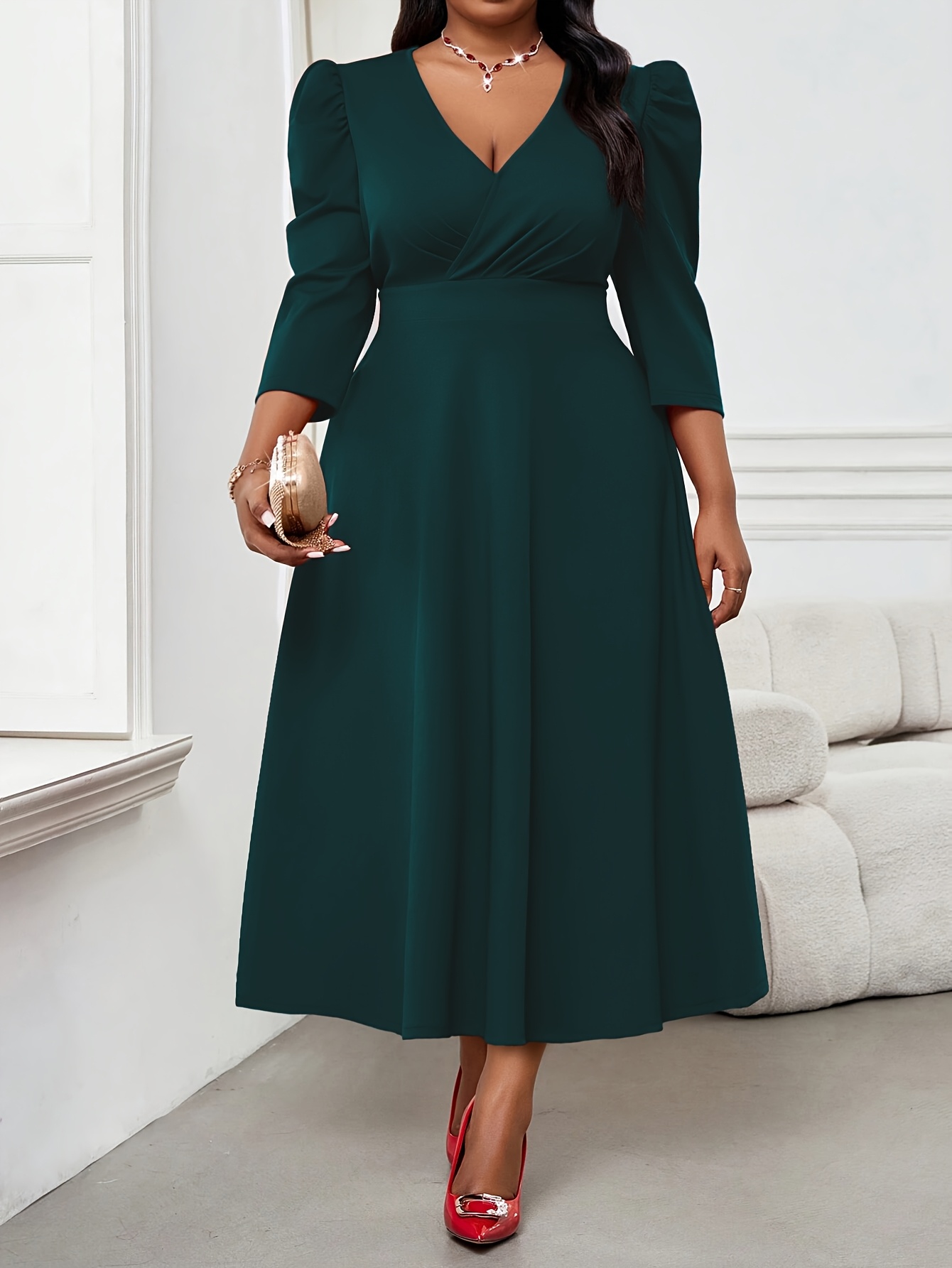 plus size womens elegant red dress high end fashion spring - Temu