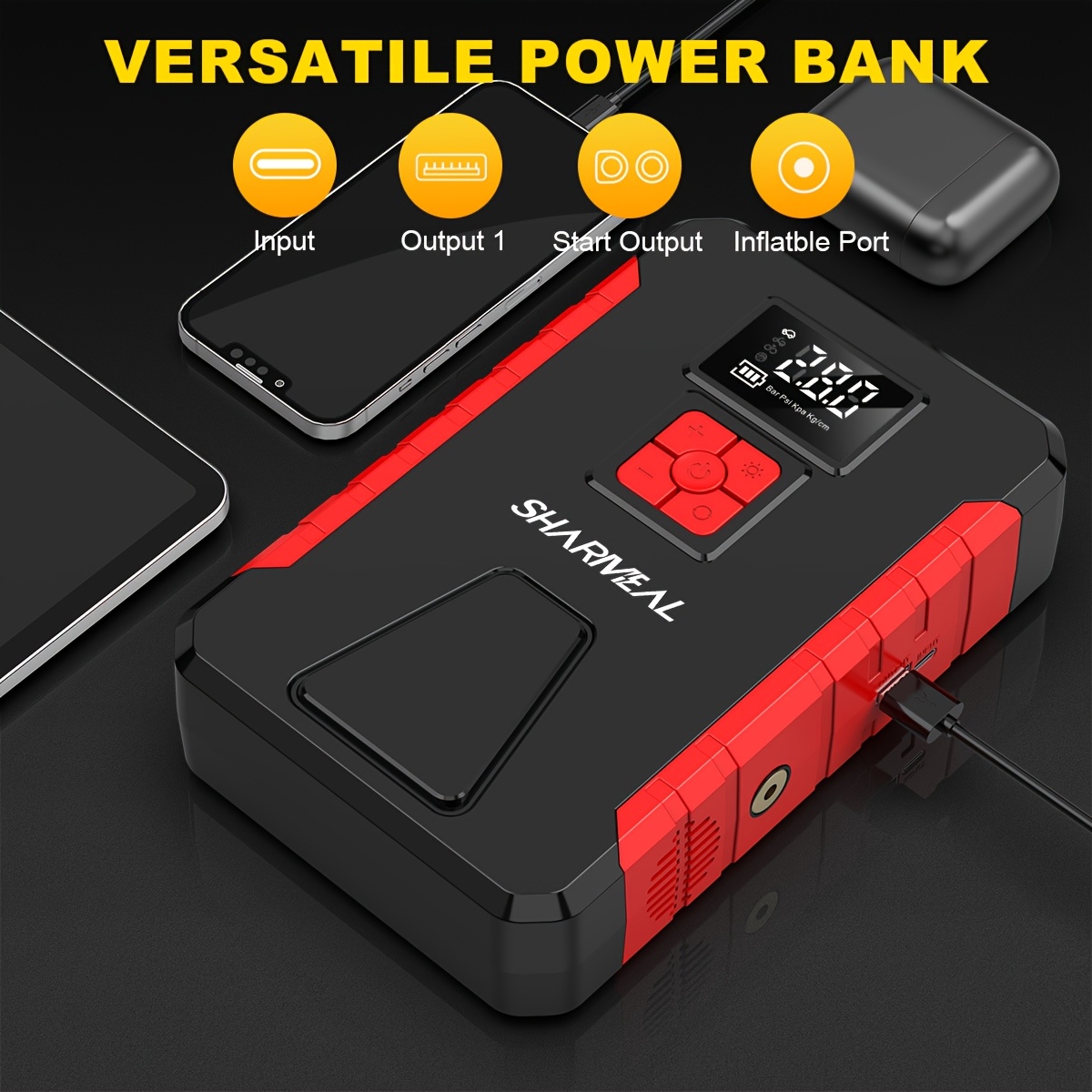 4500a automotive jump starter 150psi tire
