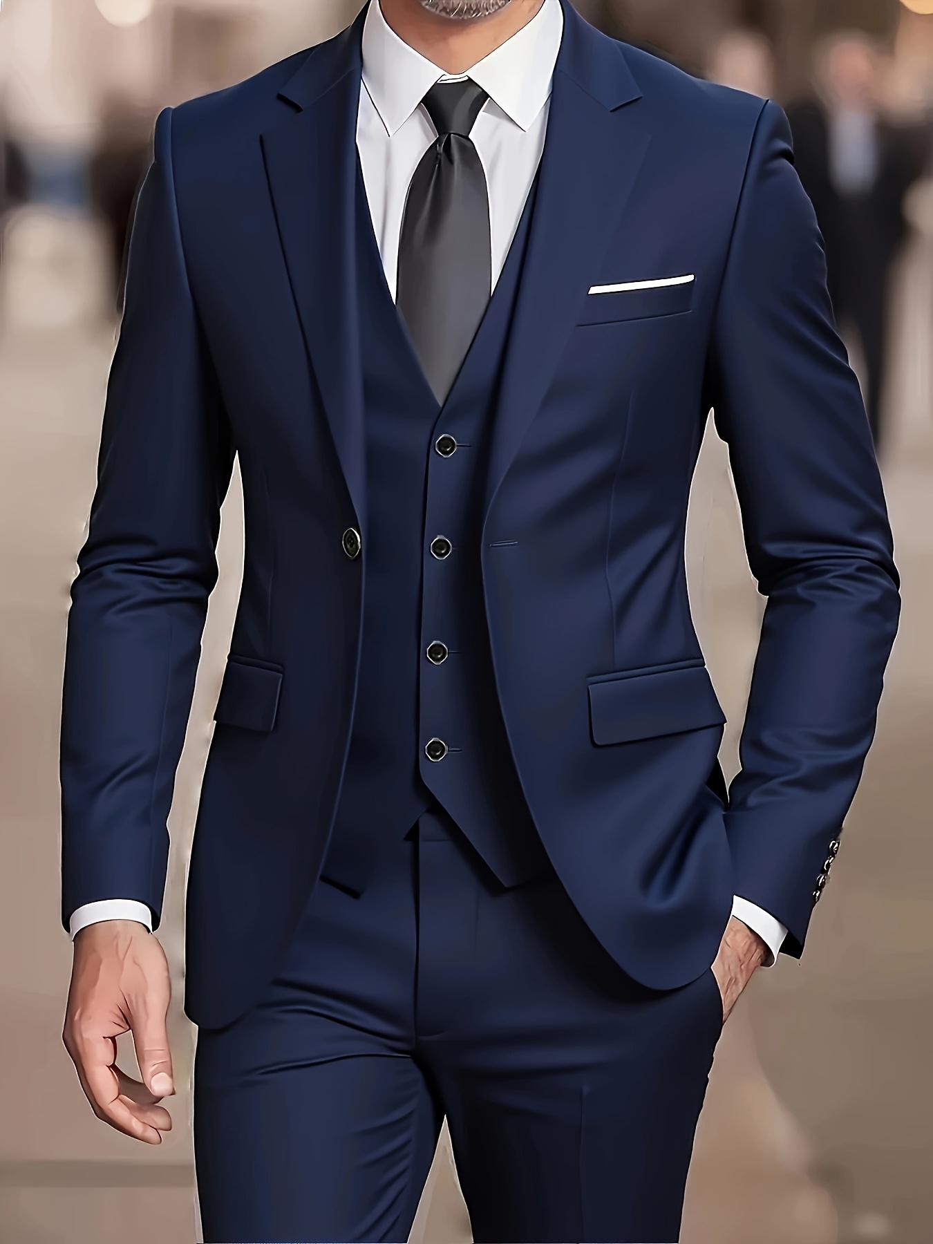 Men'S 3pcs Suit, Including a Blazer, Vest, And Trousers, Stylish And High-Quality.