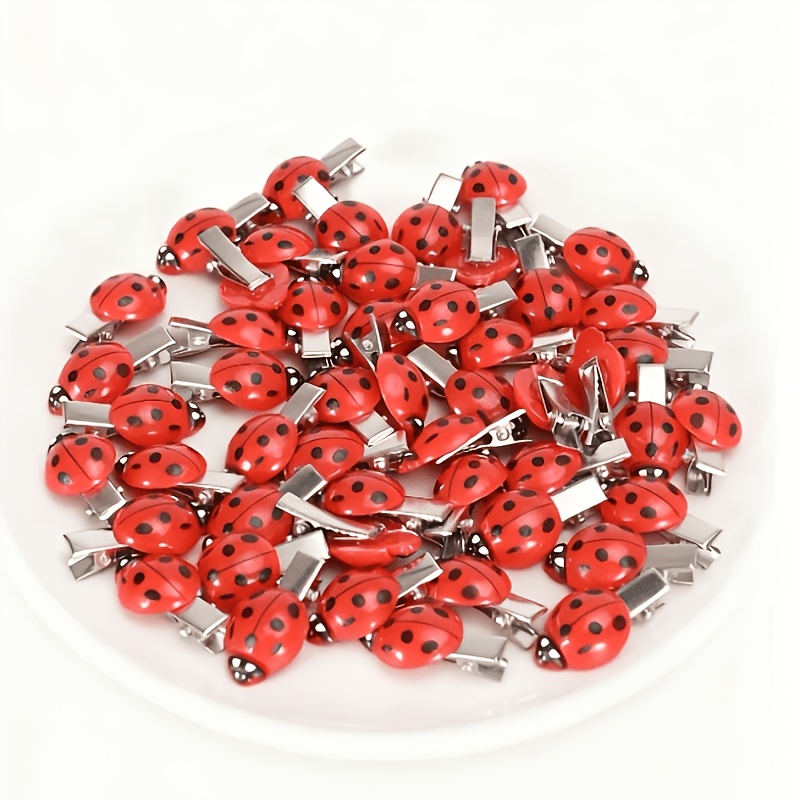 TEMU 15pcs Red Ladybug Shaped Hair Clips, Animal Shaped Hairpins, Insect Theme Hair Additions Suitable For Women