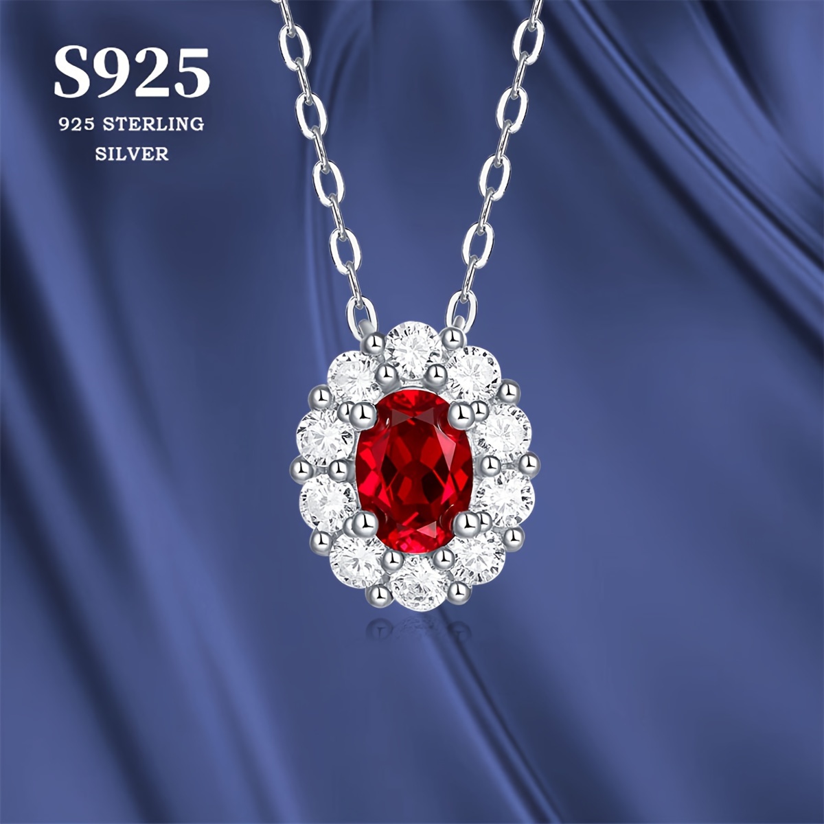 

1pc1 Carat Lab-grown Ruby Necklace Pendant S925 Silver Plated For Men Women For Family And Friends Mother Gift Anniversary Birthday Gift Mother's Day Daily Activities Wear
