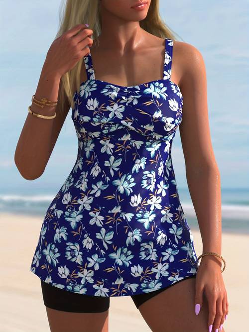 womens casual stylish tankini top and shorts two piece swimsuit set