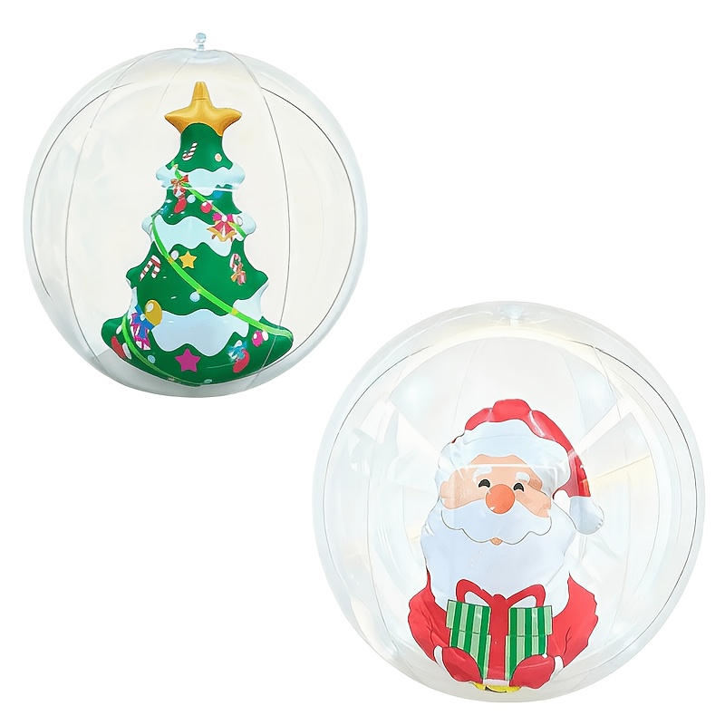 TEMU 2pcs Inflatable Transparent Snowman Christmas Ball Decoration Pvc Christmas Holiday Party Decoration, Christmas Tree Decoration, Suitable For