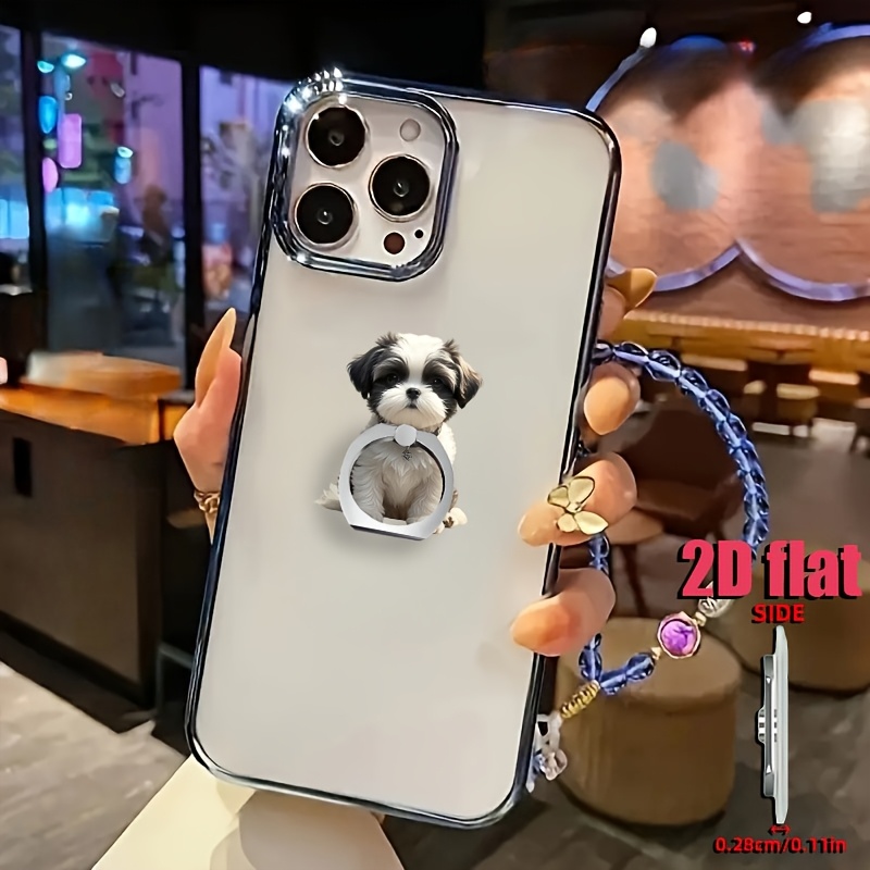 E-shop 2D Flach-1 Stück Niedlicher Shih Tzu Handy-Lanyard Fingerhalter—Modisches Design Handy-Deko, Leichter 360° Drehbarer Smartphone-Ständer,
