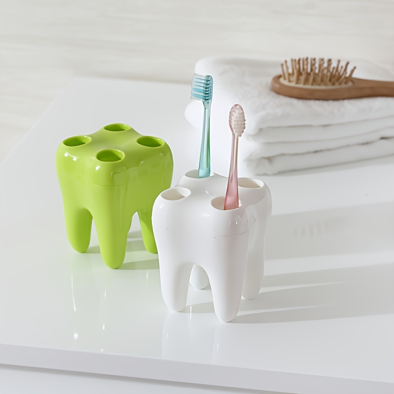 

1pc Toothbrush Holder, Creative Cartoon Design With Multiple Holes For Desktop Storage Of Toothbrushes And Accessories, Multi-functional Decorative Rack, Freestanding Bathroom Organizer