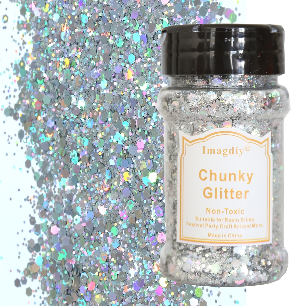 

Imagdiy 40g Holographic Chunky Glitter Fine Glitter Chunky Laser Diamond Metallic Chunky Glitter For Crafts, Epoxy Resin, Tumblers, Scrapbooking, Festival Decor, Art Decoration