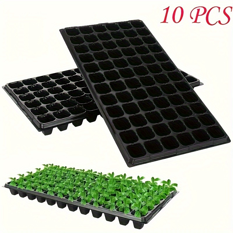 

10pcs, Seed Starter Trays, Pet 72/128/200 Cell Seedling Germination Planting Flats, Reusable Country Style Growing Pots With Drain Holes For Garden Greenhouse Supplies