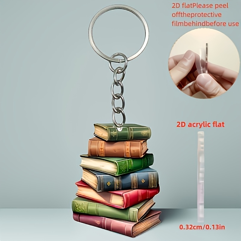 2d Flat - 2dflat, 2d Acrylic Flat Creative Book Keychain, Suitable For Bags, Keychains, Car Decoration Additions, For Valentine's Day Christmas Decoration, Gift For Couples