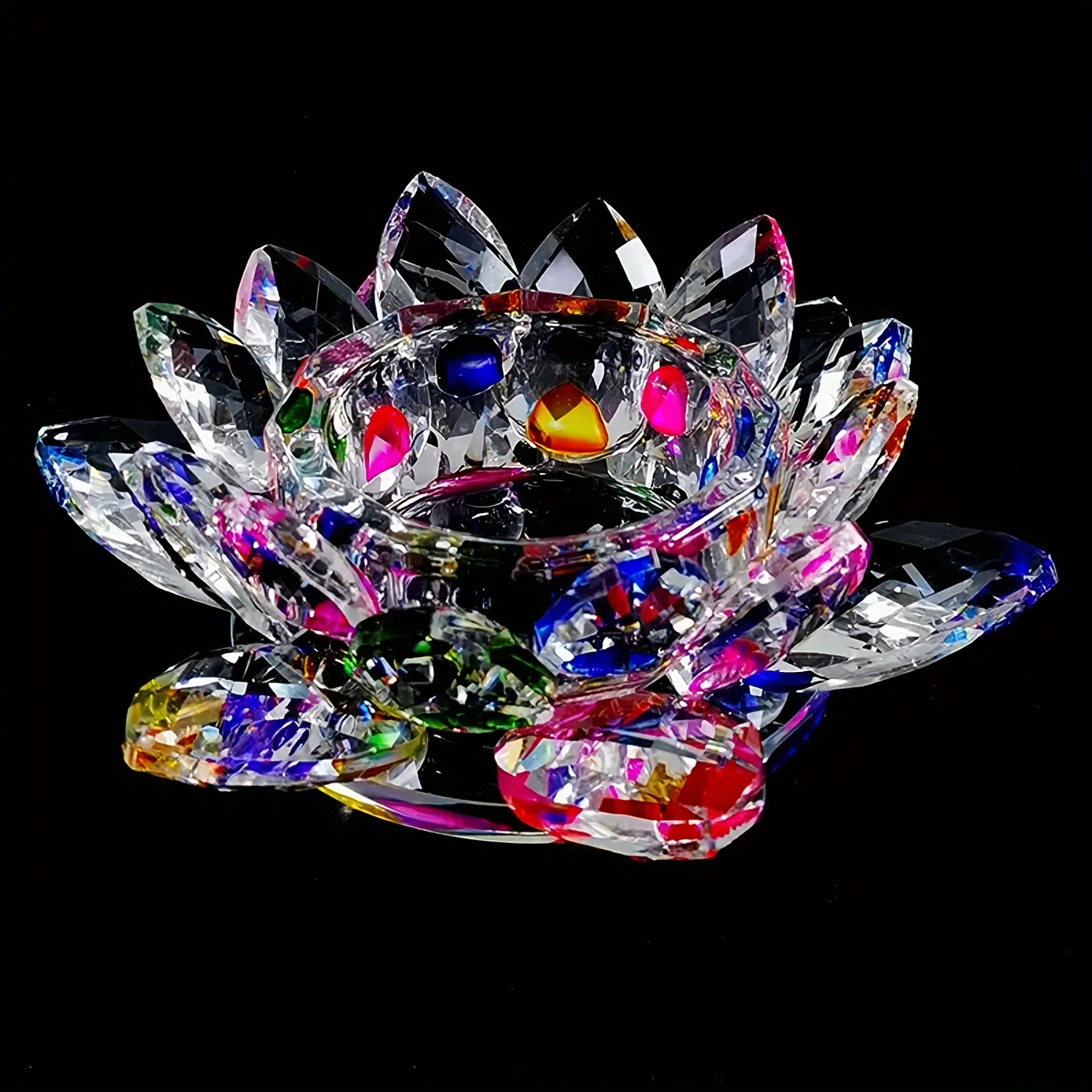 

1pc Style Glass Lotus Candle Holder, Tabletop Decor For Home, Party, Wedding - Elegant Crystal Decorations For Restaurants And