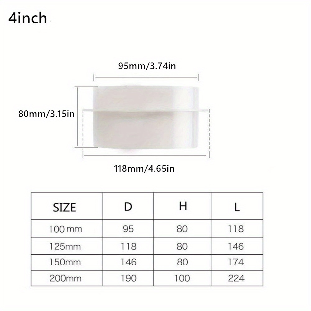 TEMU 1pc 100mm 125mm 150mm 200mm Inline Plastic Backdraft Damper, Exhaust Connector With Damper For Air Dryer And Ducting