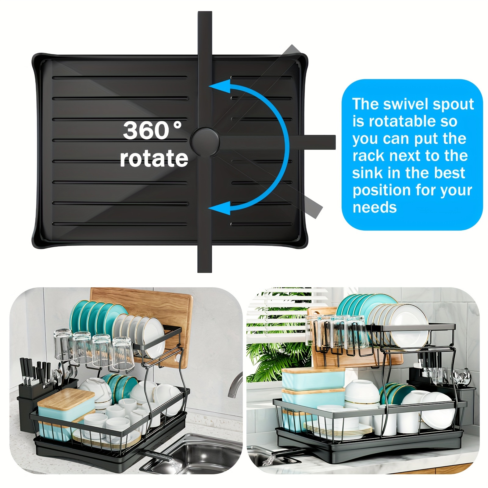 space saving 2 layer high capacity sink with bowl and dish holder above   with cutting board bowl and cup holder kitchen organizer durable Product details 3