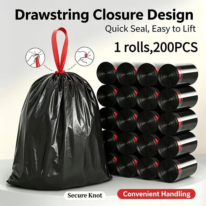 TEMU 200pcs/1 Rouleau Sacs Poubelle Cuisine, Style Épaissi, Convient pour Poubelles de Cuisine, Poubelles de Chambre