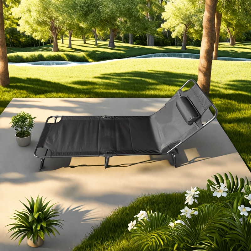 folding bed new   courtyard chaise lounge portable garden multi functional camping bed   chair oxford cloth metal frame lightweight and easy to fold suitable for courtyards swimming pools