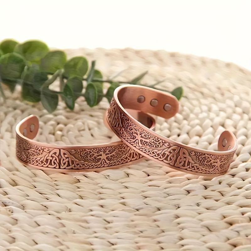 Upgrade Copper Magnetic Tree of Life Bracelet, Adjustable Cuff Bangle