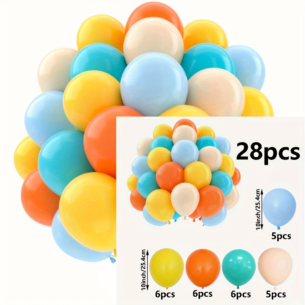 Image of 28pcs Pastel Balloons, 10inch Yellow Orange Balloons, For Rainbow Party Decorations, Wedding Decorations, Bridal Shower, , Room Decoration, Photo Studio Photo Background
