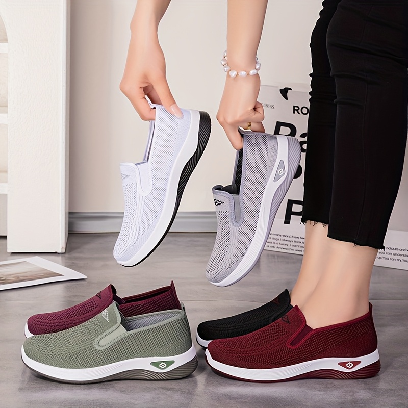 knitted fabric is breathable and comfortable womens mesh single shoes casual shoes slip on comfortable and breathable lightweight spring and autumn new walking shoes large skid proof wear resistant soft high   Product details 4
