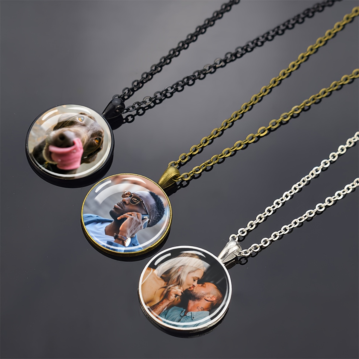 

[customized]1pc Customized Necklaces Personalized Picture Image Photo Glass Dome Pendant Chains Necklace For Men And Women Custom Jewelry Gift