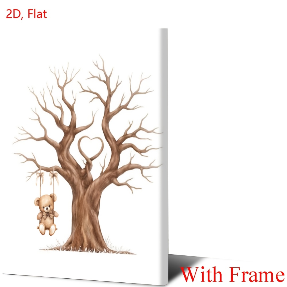 TEMU Art Mural Arbre d' Digitales Personnalisable 2D Plat, 1 pièce - Nom/Date/ Personnalisé, Convient pour la Décoration Intérieure, Encadré ou Non