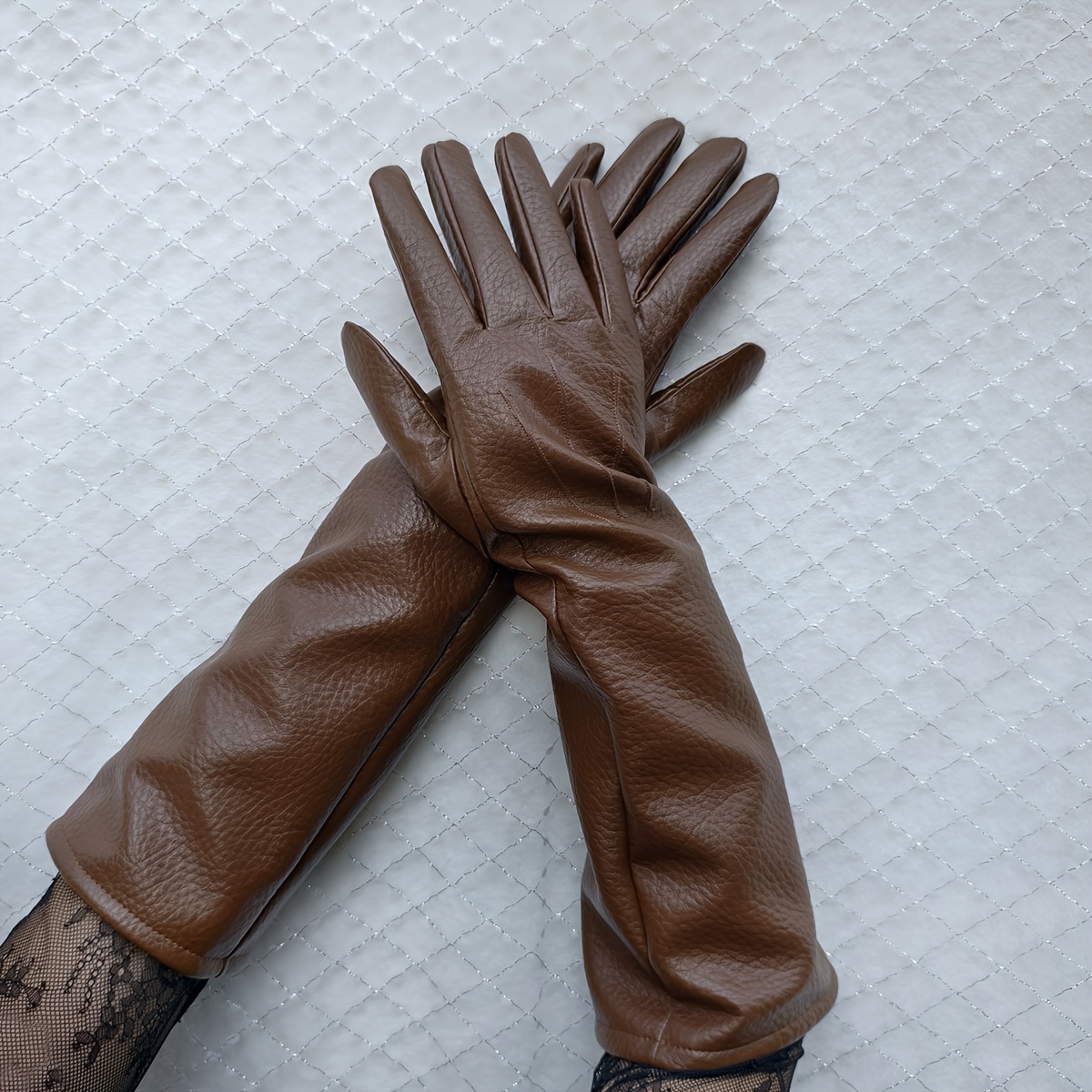 TEMU A Pair Of Women's Long Split-finger Gloves, Stylish, Elegant, Simple And Versatile, Suitable For , Dates, Parties, Casual Wear, And Daily Use In