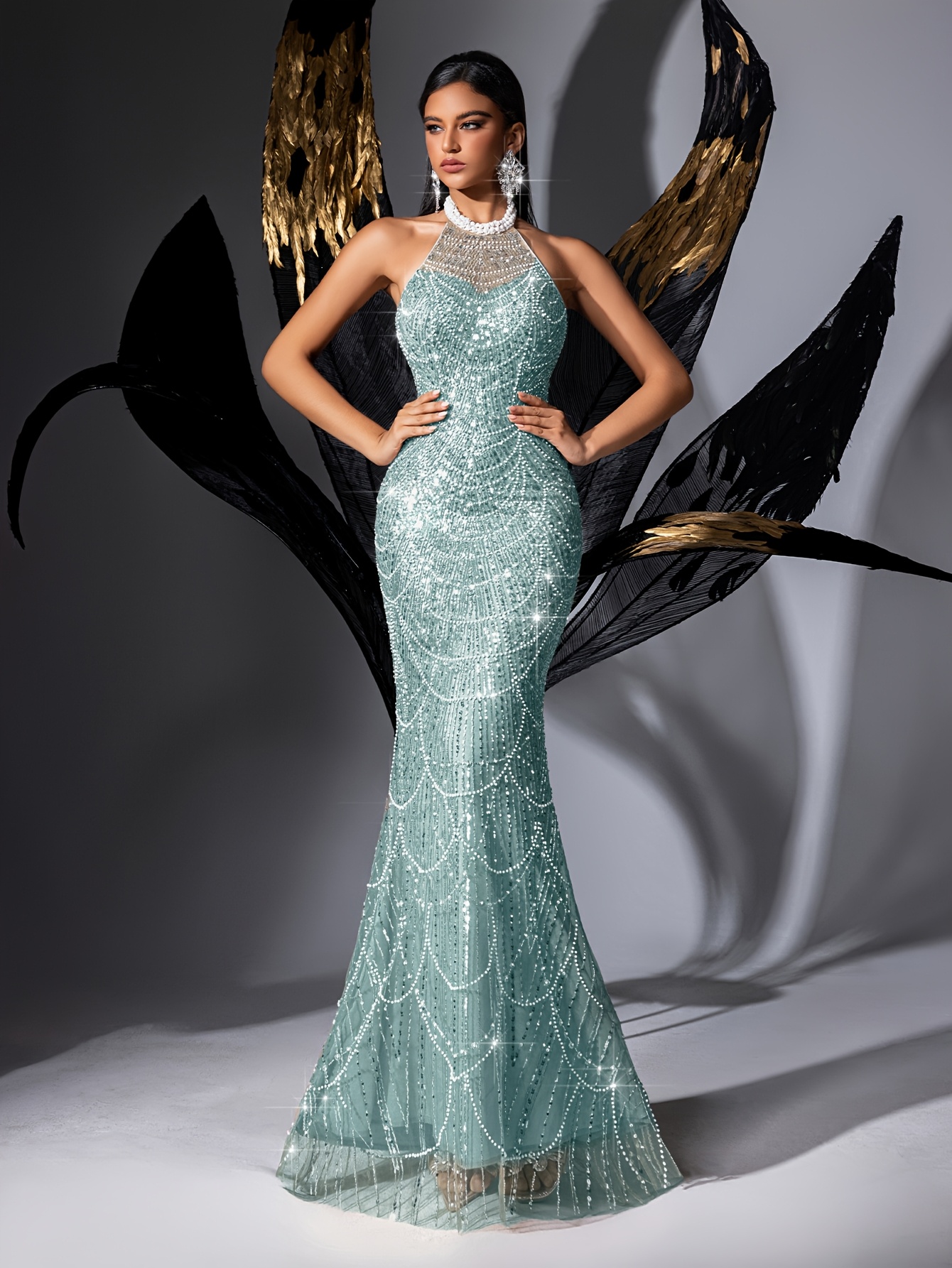 gala dinner dress Lovely Blue Beaded Homecoming Dresses Sheath/Column Hoco Dress Cocktai –  SELINADRESS main image 0