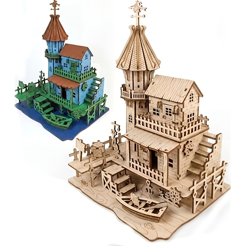 3D Wooden Puzzle Miniature House Building Kit
