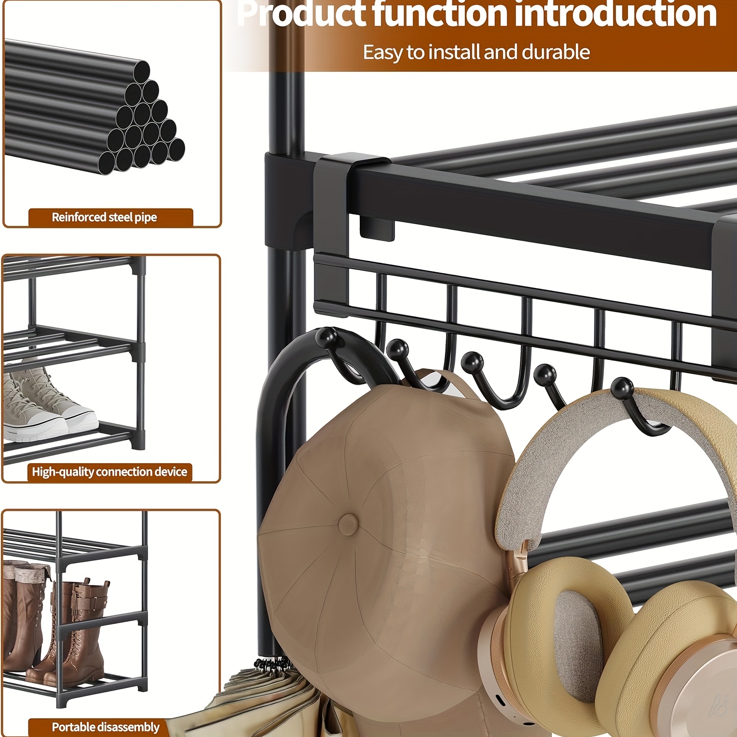 6 tier shoe rack tall capacity 30 pairs shoe storage stackable wide shoe rack for entrance hallway black hanging shoe organizers details 2