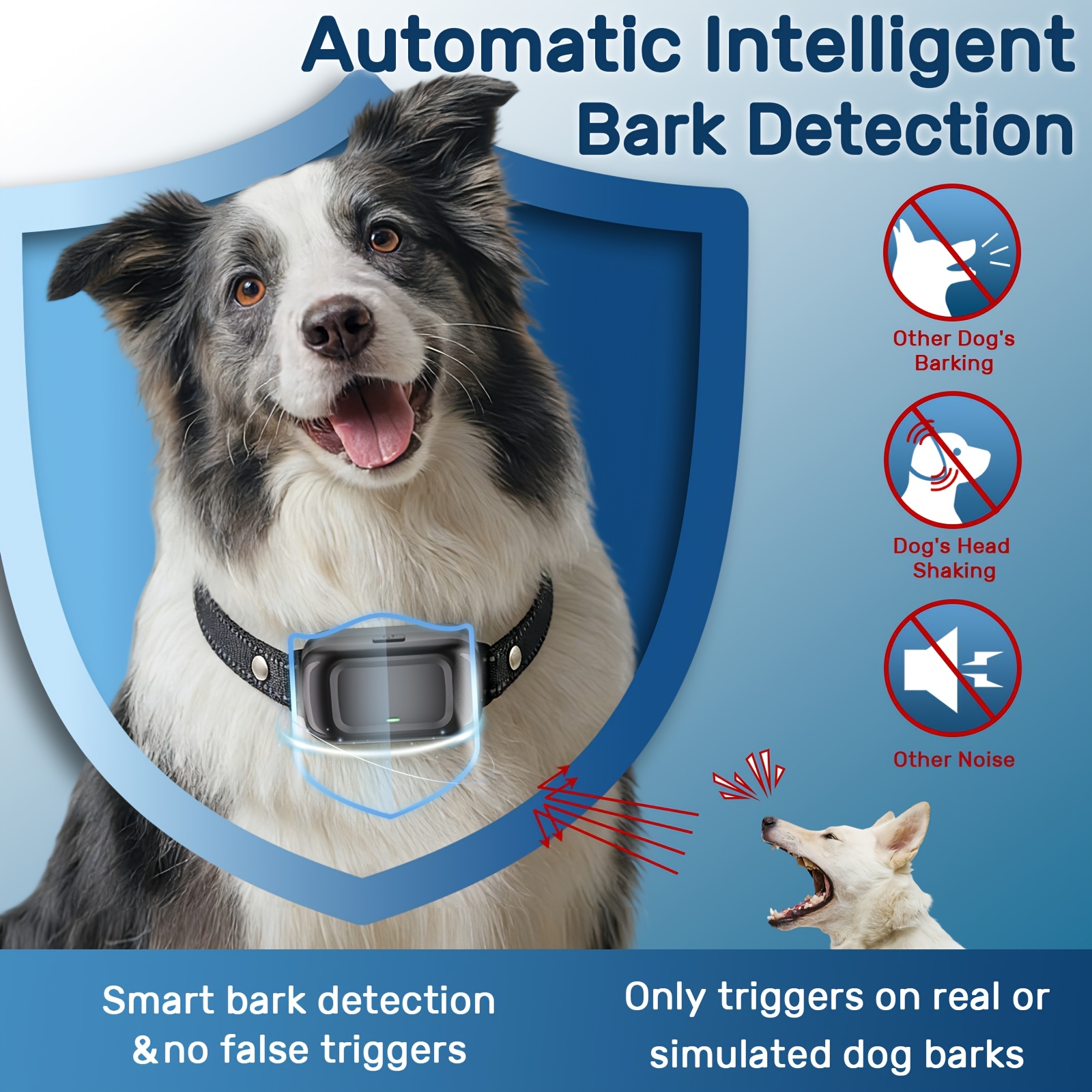BESSWIN Soundwave Technology Anti Barking Collar for Dogs with Beep & Vibration Modes, Non-Shock Bark Device Suitable for Medium Large Dogs, Training Collar with Behavior Aid, - for Obedience Training and Outdoor