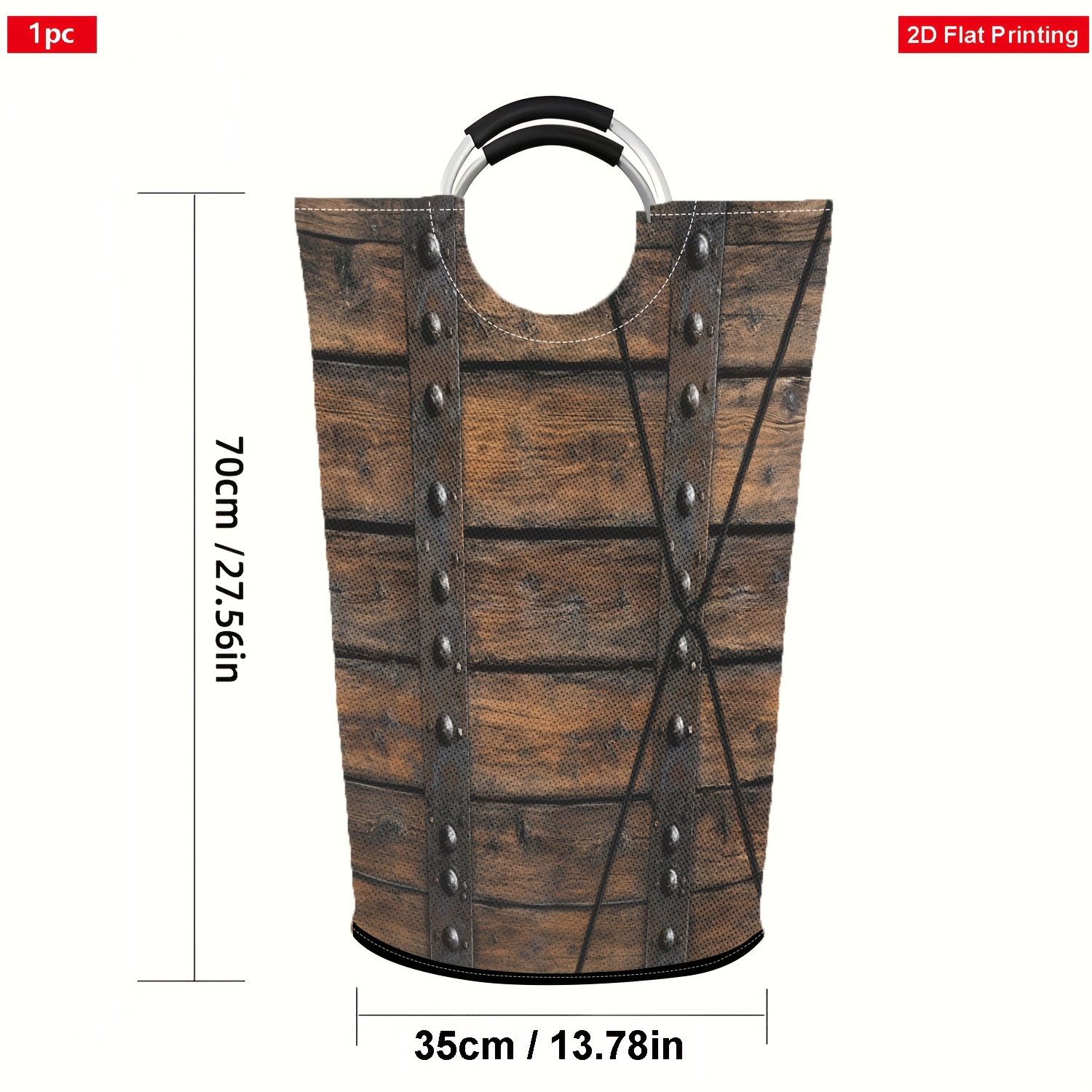 TEMU Panier à linge plat 2D 1 pièce de style vintage avec cadre en aluminium - Durable et élégant pour de , Paniers à linge