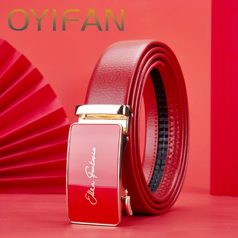 

Ceinture Homme Oyifan en Similicuir - Rouge Tendance avec Boucle Automatique en , Parfaite pour et le Port Décontracté