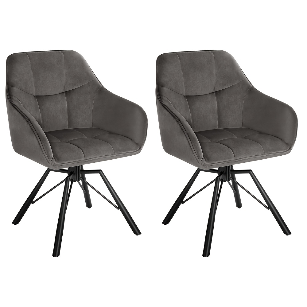 Image of 2pcs Swivel Dining Chair, Comfortable Dining Room Furniture, Armchair With Velvet Cover, Suitable For Dining Room, Living Room And Office