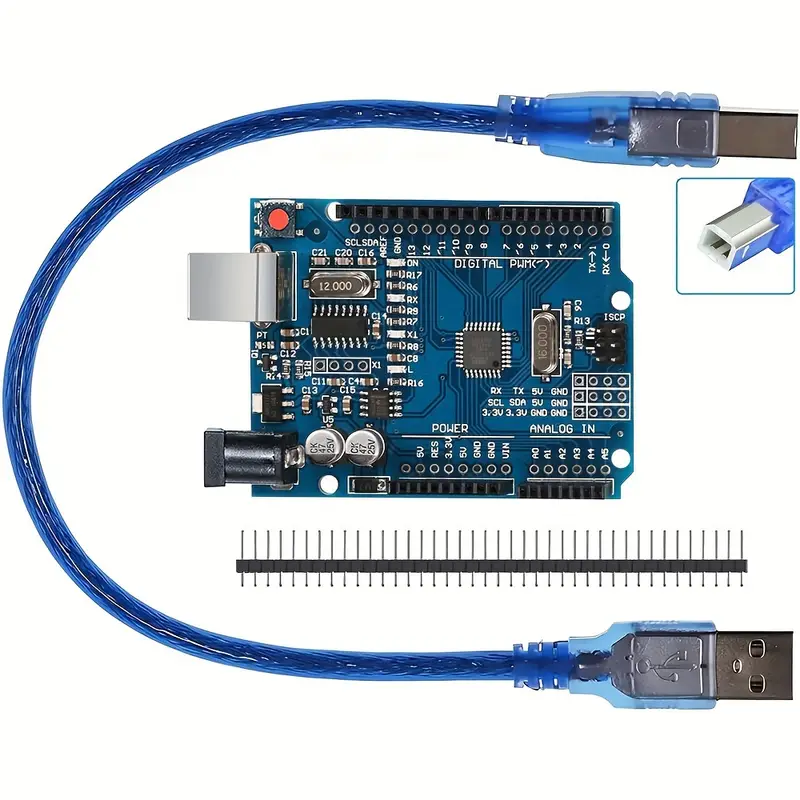 3 placas de desarrollo r3, microcontrolador 328p-au, versión ch340g, compatible con ide, cable usb y cabezales de pines de 2,54 mm, montaje en pcb, de cobre, conexión rápida, fuente de alimentación de 36 v, no batería Detalles del producto 3