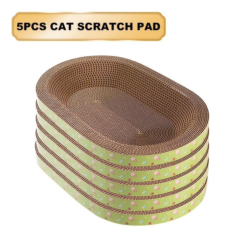 

5-pack Oval Cat Scratching Pads, Fiberboard Pet Scratcher Lounge Bed With Comfortable Resting Surface For Indoor Cats And Kittens Christmas Present