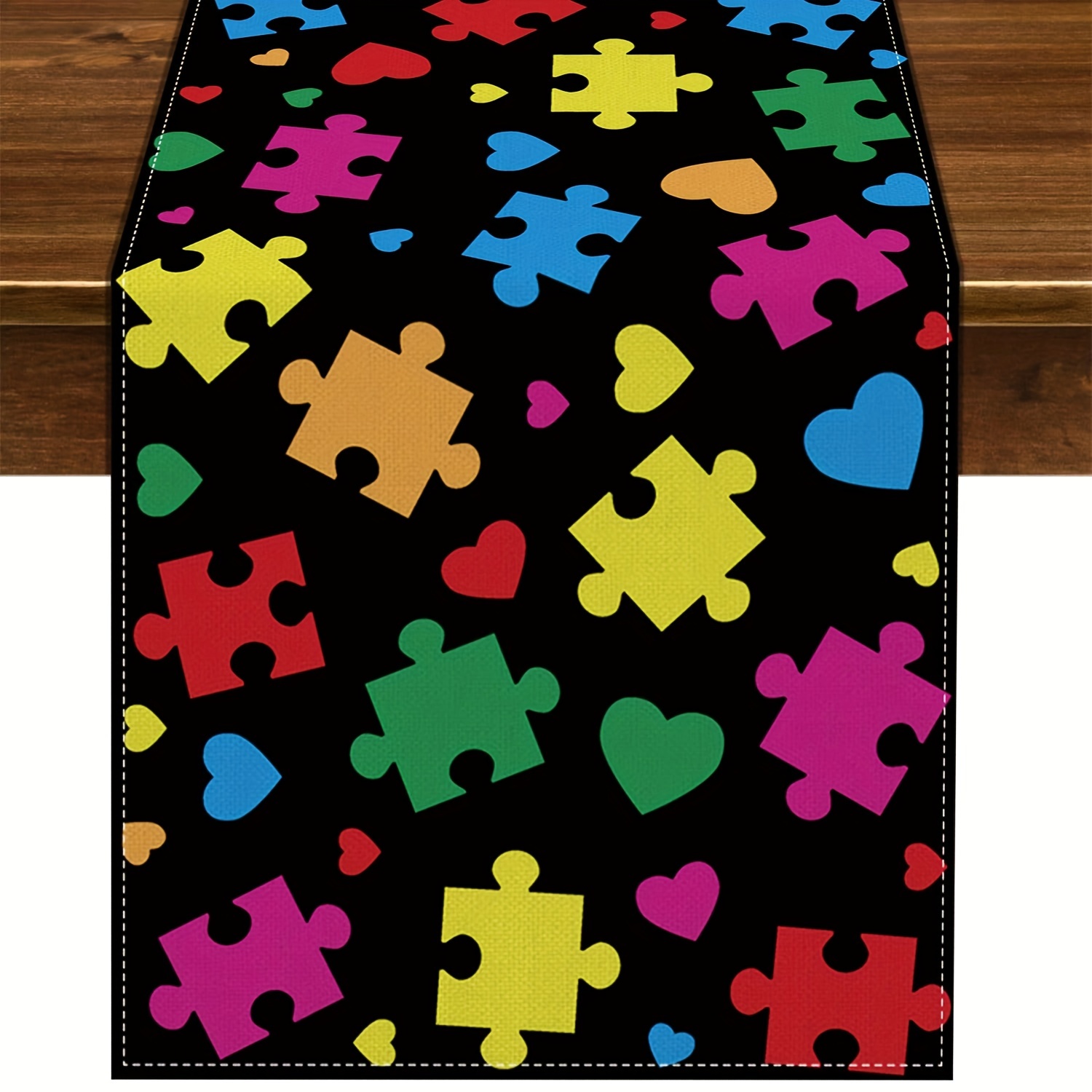 

Autism Awareness Table Runner - Puzzle Piece & , Polyester, Home & Dining Decor