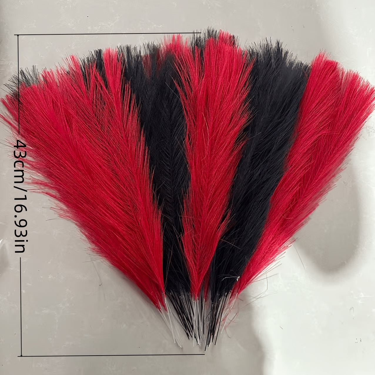 TEMU 18-pack Multicolor Artificial Pampas Grass Stems In Red | Suitable For Soft Bohemian Style Decor, Vase Filler, Wedding Backdrop Design, Gothic
