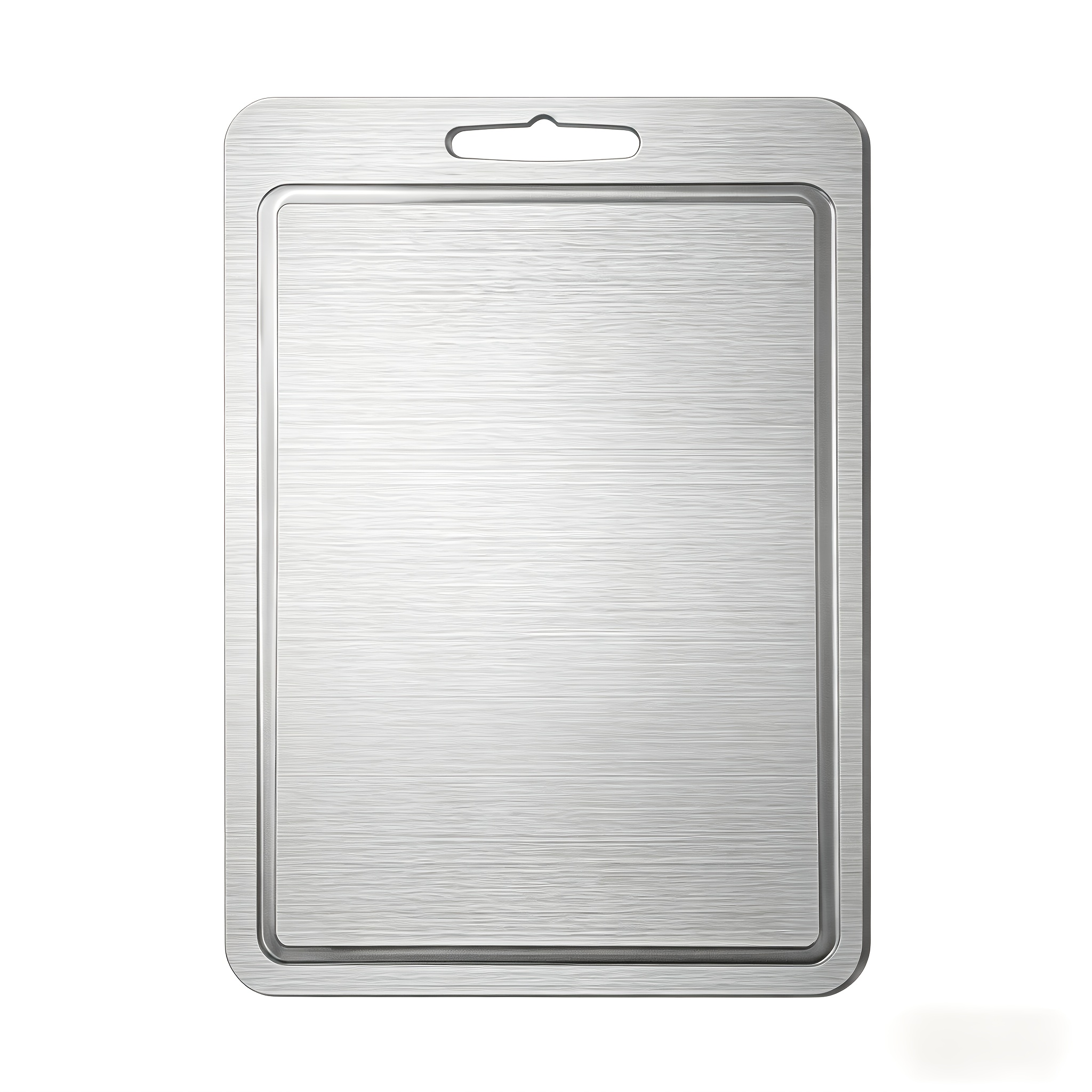 TEMU 1pc Food Grade High Quality 304 Brushed Stainless Steel Cutting Board, Super Thick, Double-sided Use, Juice , Easy To Clean, Dishwasher Safe,