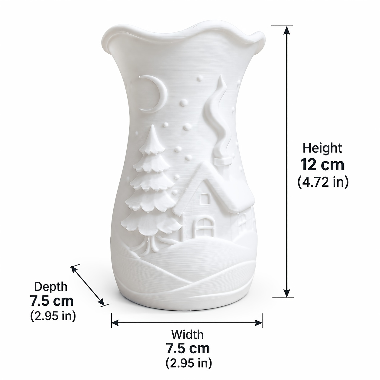 TEMU 1pc 3d Printed Christmas Village Flower Vase, Decorative Vase For Fresh And Dried Flower Arrangements, Wedding Banquet Table Centerpiece, Living