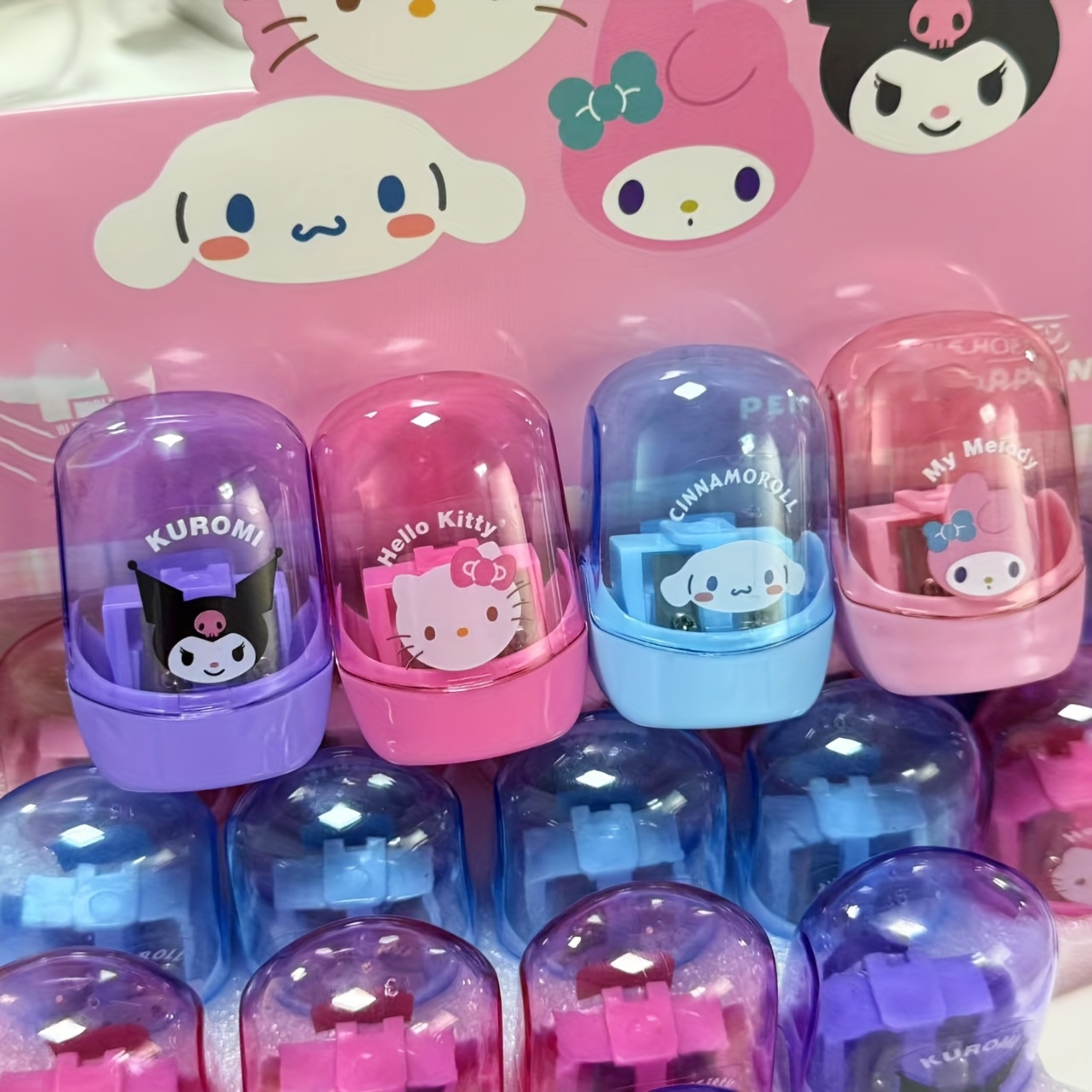 Sanrio Theme Portable Pencil Sharpener (Random Color) - Cartoon Dual Hole Design, No Battery Required, Plastic Material, Suitable for Home And Classroom Use | Fun Design | Durable Student Pencil Sharpener, Various Colors, Compact And Portable