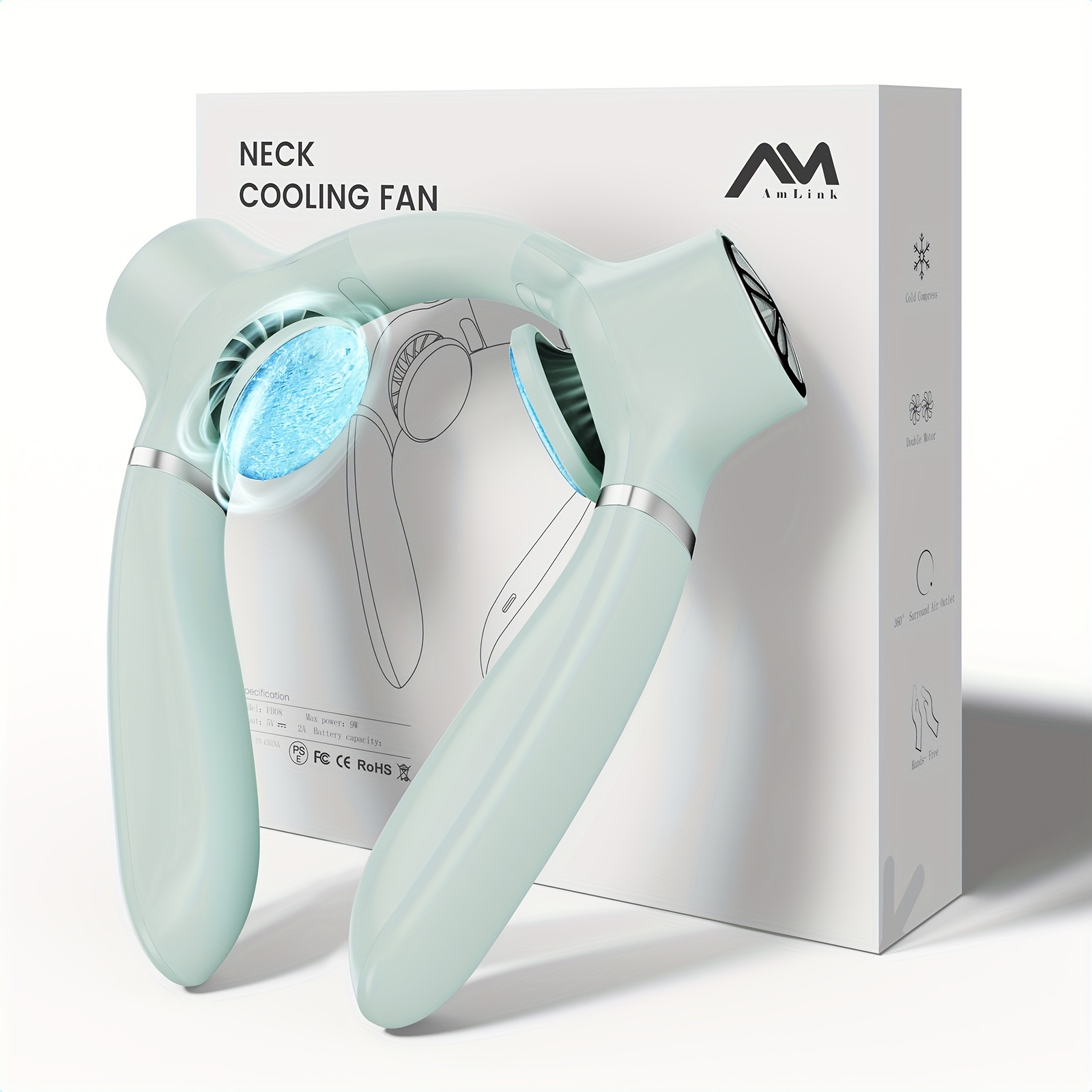 

Neck Air Conditioner Fan, Portable Neck Fan With Refrigerating Chip, 360° Around Cooling Neck Fan, 4000mah Rechargeable Personal Hands 3- For Home/outdoor, Party, Christmas Gift