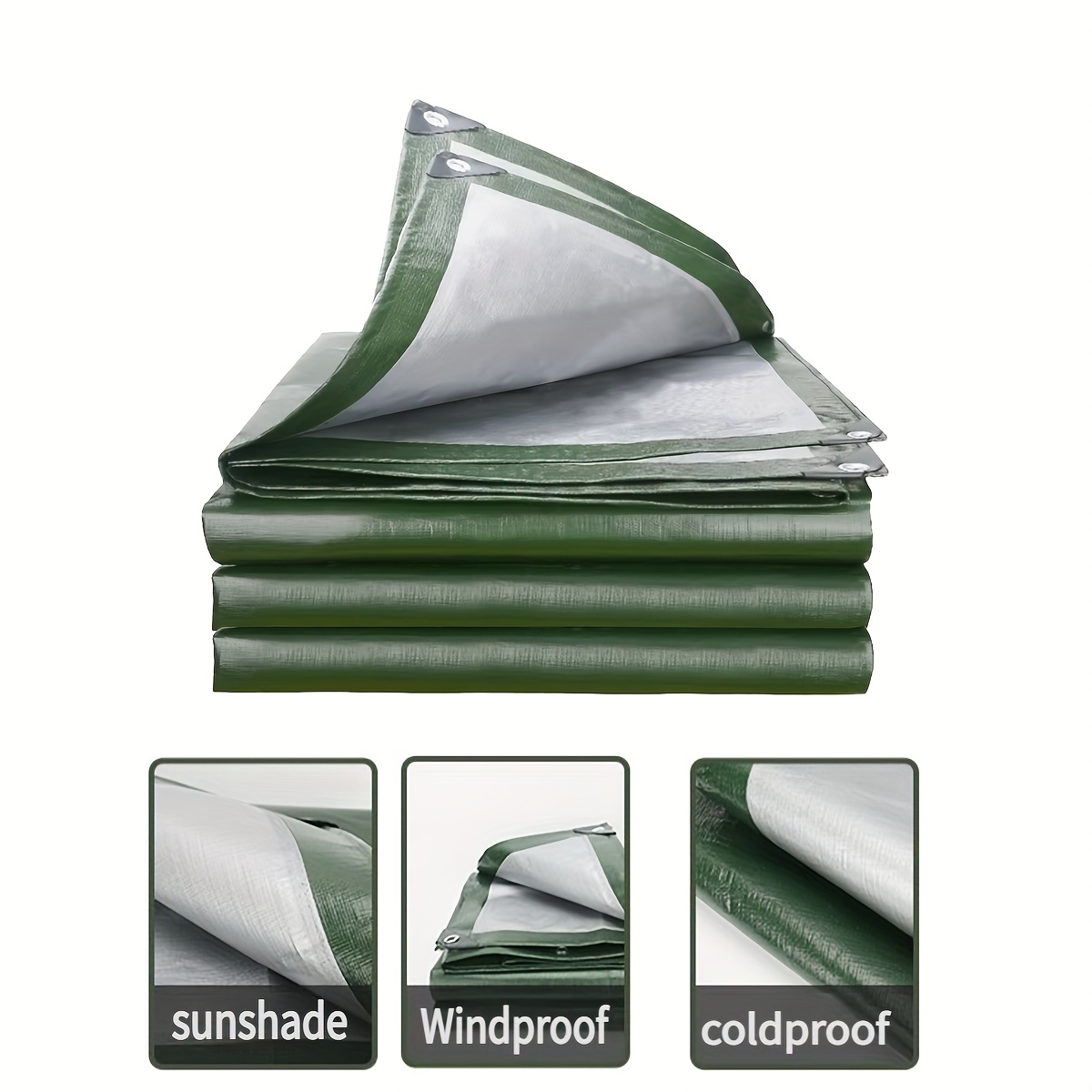 Outdoor Camping, Rooftops, Yards, Swimming Pools, Boats, And Garage Covers Are Suitable for Versatile Christmas Gifts. The Outdoor Awning Fabric Is in Green And Silver.