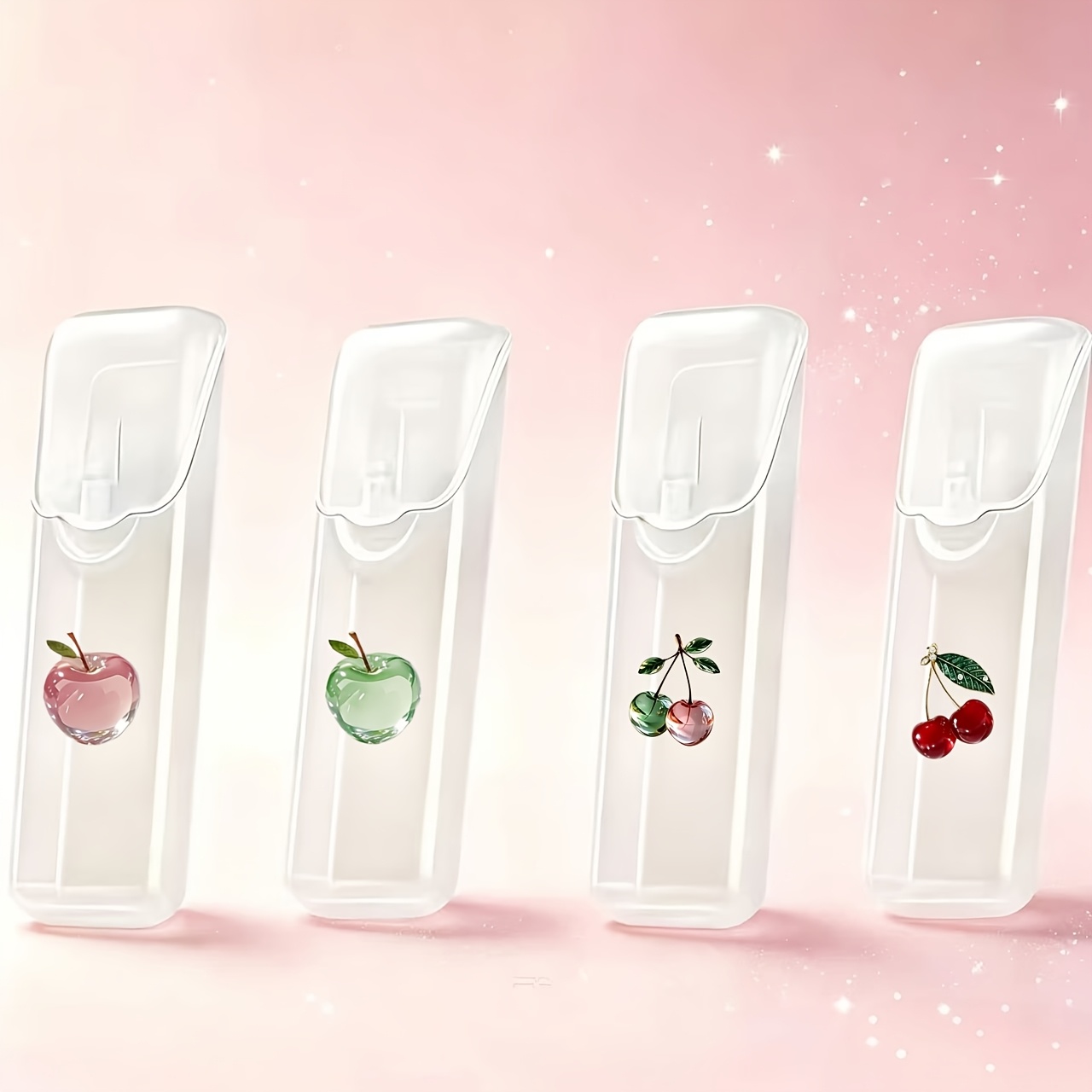 TEMU Lot de 4 boîtes de rangement de voyage portables à motif de cerises et de pommes - Étui de rangement pour -dents, fil dentaire et organisateur ,