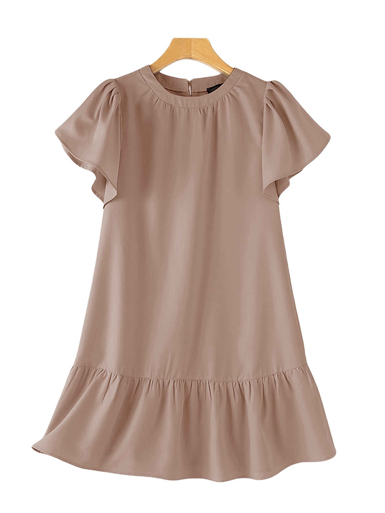 womens lightweight summer mini dress ruffle hem puff sleeves - Temu Germany