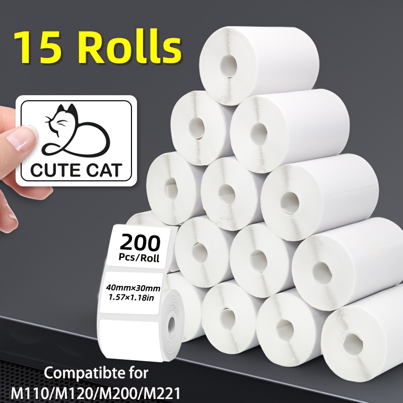 TEMU 15 Rolls Of 40x30mm Thermal Label Stickers, 200 Labels Per Roll, For Home, Office, Labeling, And Record Keeping, Compatible With Most Portable