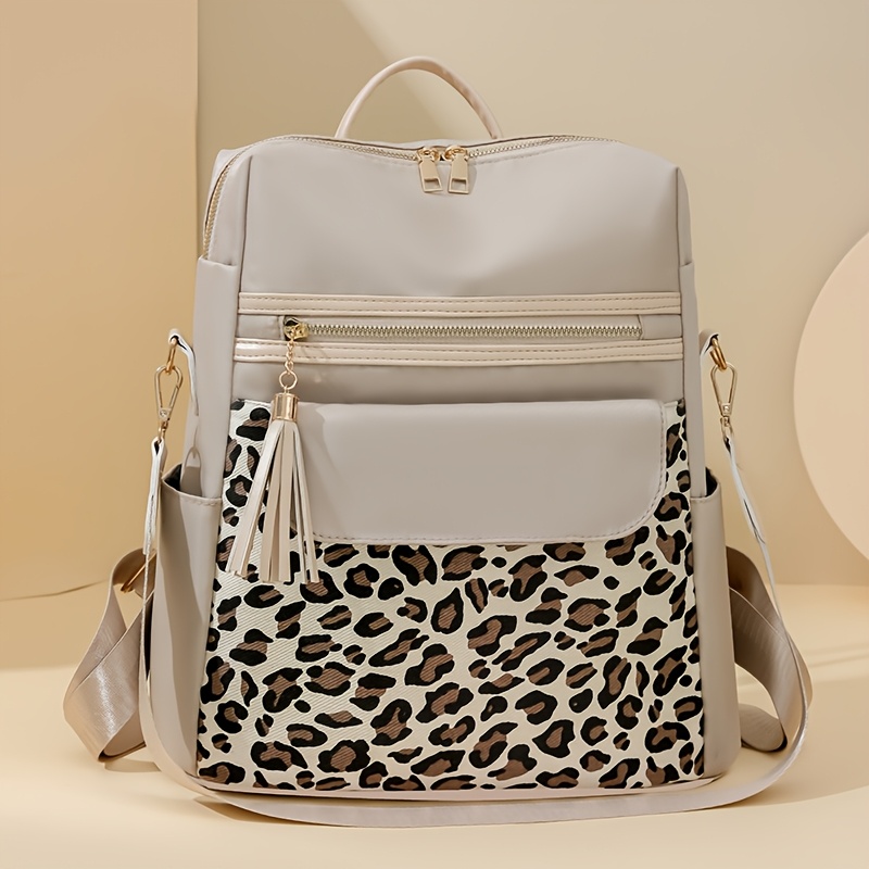 chic leopard print womens backpack versatile - Temu display picture 1