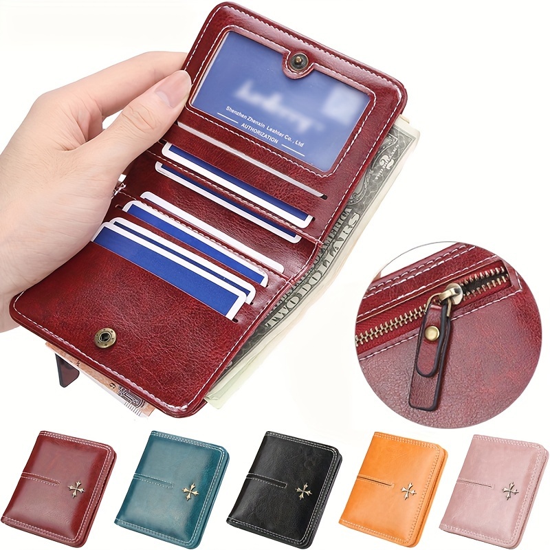 

2024 Sleek Men's Compact Wallet - Retro Solid Color, Credit Card Holder, Leather - Perfect Gift For Him, Small Wallet