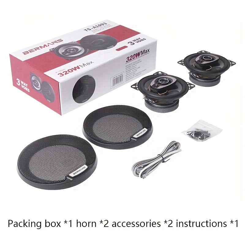 1 pair   320w high powered 4 inch 4 way coaxial car speakers with embedded installation touchscreen control bass boost 5 1 2 surround sound seamless audio connection   dust cover mp3 cable for car audio systems